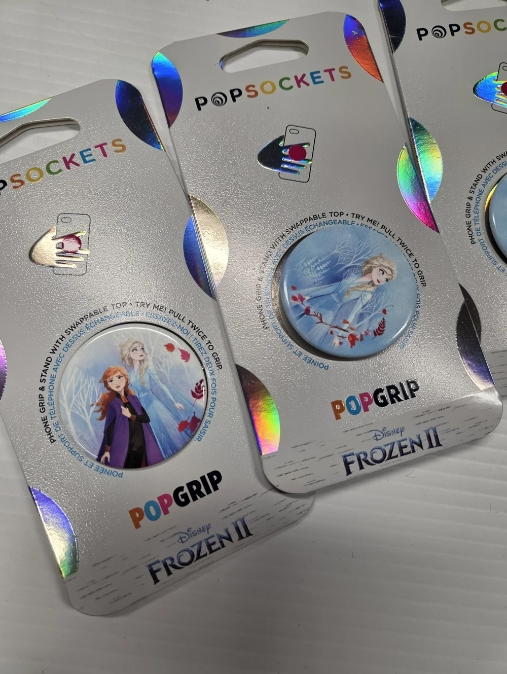 New Set of 3 Disney Frozen II PopSockets PopGrips Anna Elsa Swappable Tops NIP